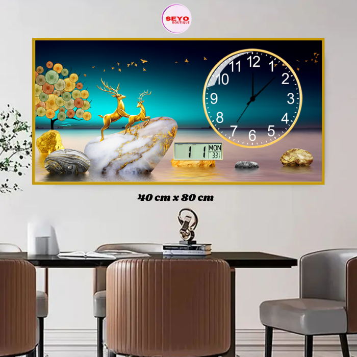 Tableau-Horloge "Éclat Temporel" | Cadre Aluminium et Cristal de Porcelaine