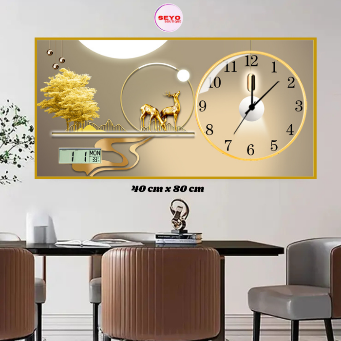 Tableau-Horloge "Éclat Temporel" | Cadre Aluminium et Cristal de Porcelaine