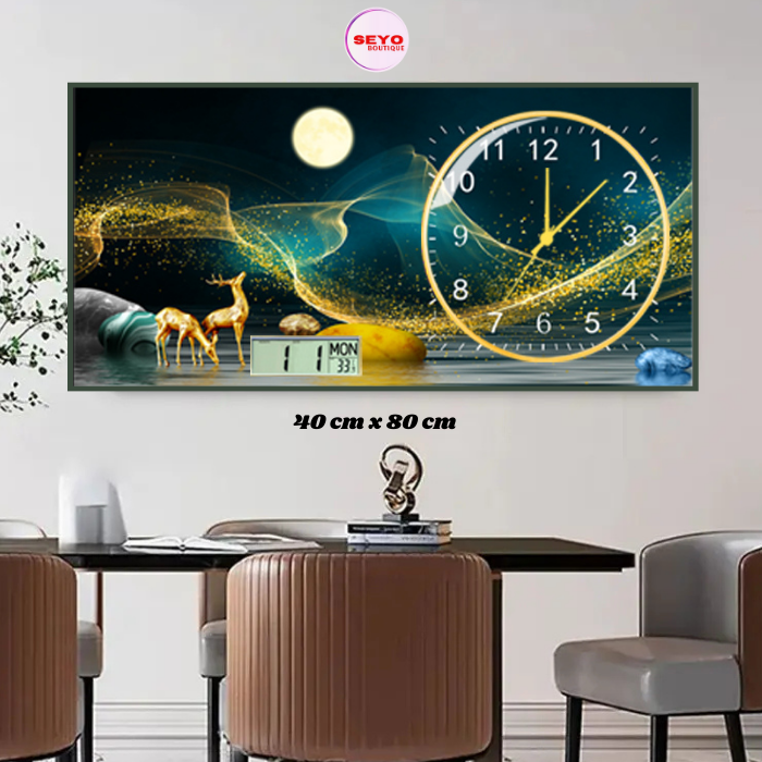 Tableau-Horloge "Éclat Temporel" | Cadre Aluminium et Cristal de Porcelaine