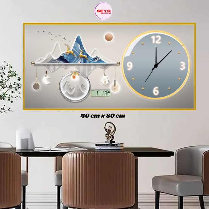Tableau-Horloge "Éclat Temporel" | Cadre Aluminium et Cristal de Porcelaine