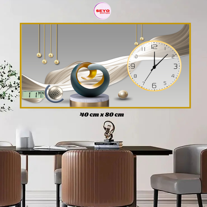 Tableau-Horloge "Éclat Temporel" | Cadre Aluminium et Cristal de Porcelaine