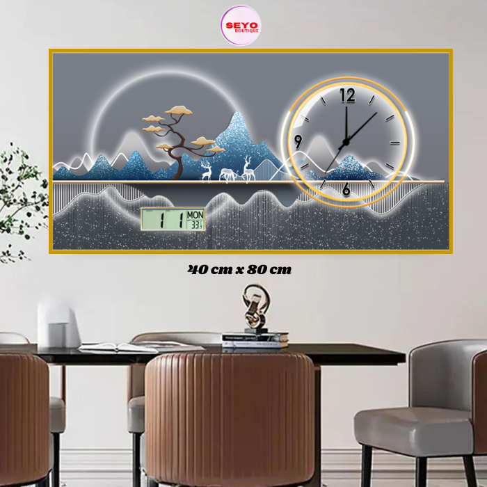 Tableau-Horloge "Éclat Temporel" | Cadre Aluminium et Cristal de Porcelaine