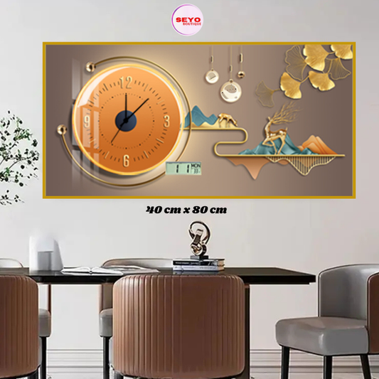 Tableau-Horloge "Éclat Temporel" | Cadre Aluminium et Cristal de Porcelaine